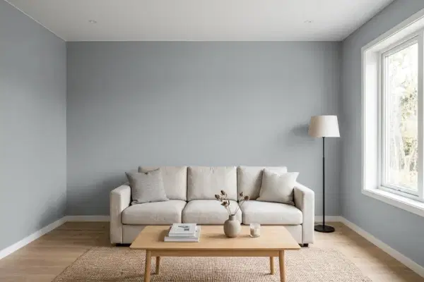 Living room with walls painted Behr Pencil Sketch N500-4 (simulated)