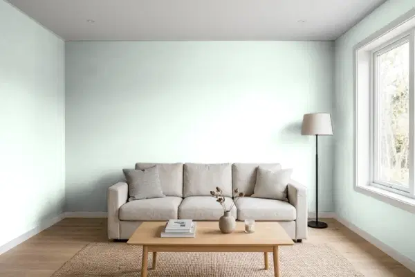 Living room with walls painted Valspar Pianissimo 7005-20 (simulated)