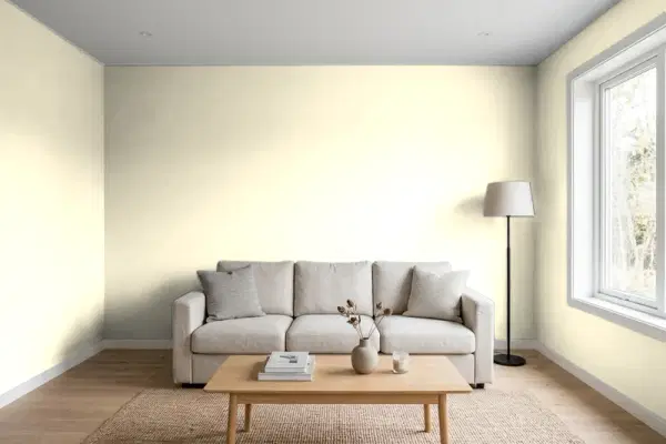 Living room with walls painted Behr Pina Colada 390A-2 (simulated)