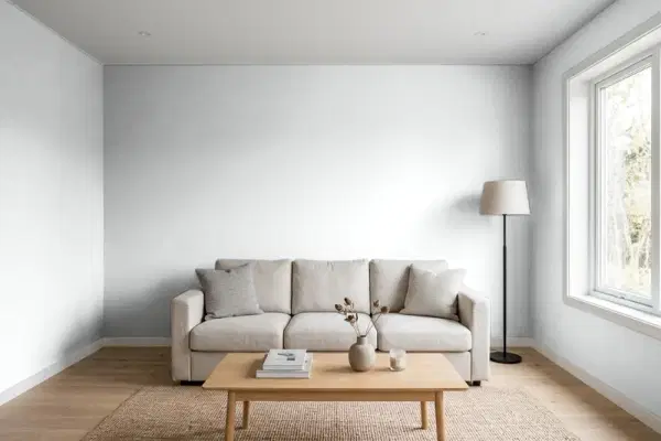 Living room with walls painted Valspar Polar Star 4005-1A (simulated)
