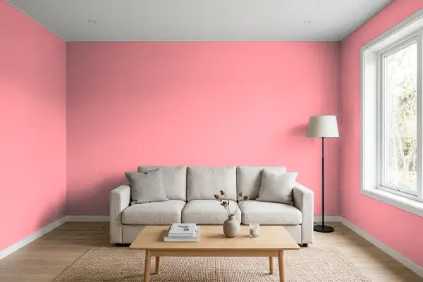 Living room with walls painted PPG Paints Primrose Garden 1185-4 (simulated)