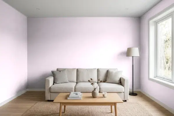 Living room with walls painted PPG Paints Rajah Rose 1180-2 (simulated)