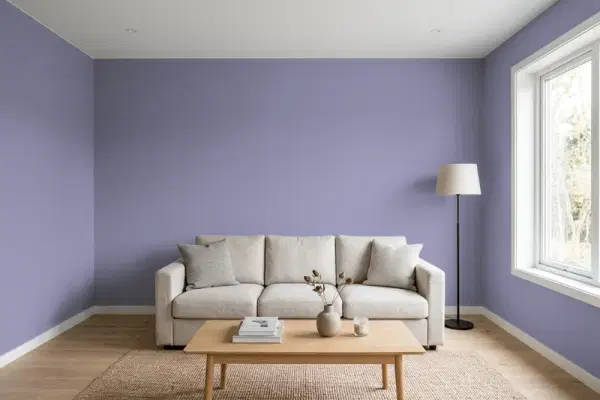 Living room with walls painted Valspar Rapture 4001-6B (simulated)