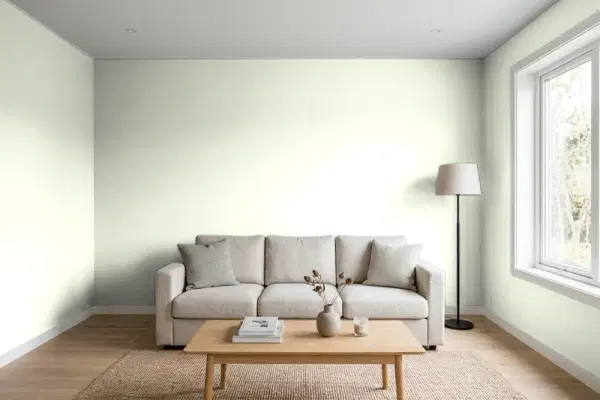 Living room with walls painted PPG Paints Really Rain 1115-1 (simulated)