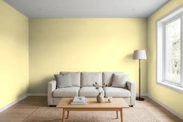 Living room with walls painted Behr Refreshing Tea PPU8-12 (simulated)