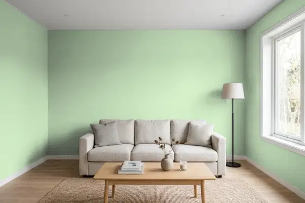 Living room with walls painted Sherwin-Williams Relish SW 6443 (simulated)