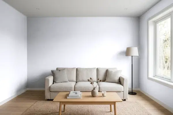 Living room with walls painted Valspar Rising Star 4002-7A (simulated)