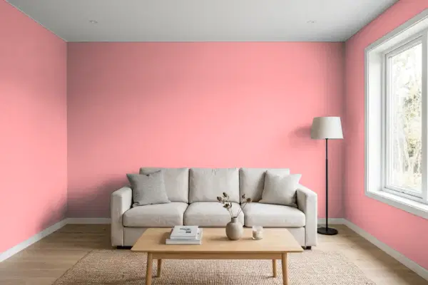 Living room with walls painted PPG Paints River Rouge 1187-4 (simulated)