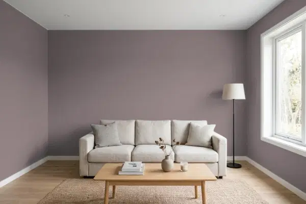 Living room with walls painted Valspar Roaming Pony 1003-9B (simulated)