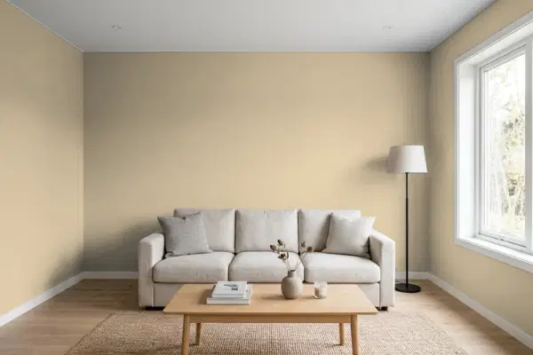 Living room with walls painted PPG Paints Rock Cliffs 1101-4 (simulated)