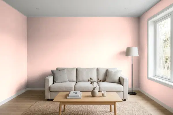 Living room with walls painted Behr Romantic Morn 180A-2 (simulated)