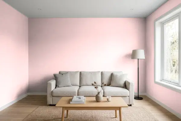 Living room with walls painted Valspar Rose Buff 2002-4C (simulated)