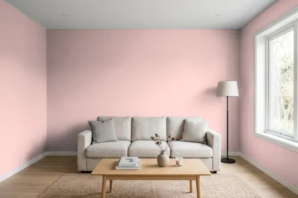 Living room with walls painted PPG Paints Rose Hip 1055-3 (simulated)