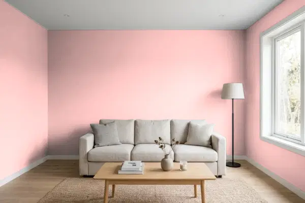 Living room with walls painted PPG Paints Rosewine 1188-3 (simulated)
