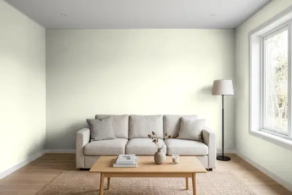 Living room with walls painted Sherwin-Williams Sagey SW 6175 (simulated)
