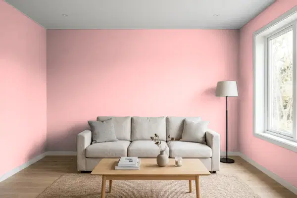 Living room with walls painted Benjamin Moore Sailor's Delight 1296 (simulated)
