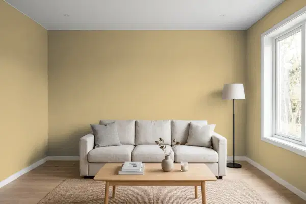 Living room with walls painted PPG Paints Sailor's Knot 1100-4 (simulated)