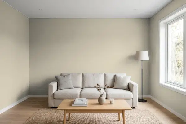 Living room with walls painted Behr Saturn Gray UL190-7 (simulated)