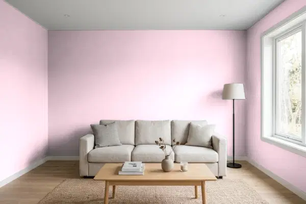 Living room with walls painted Behr Scented Valentine 100A-3 (simulated)