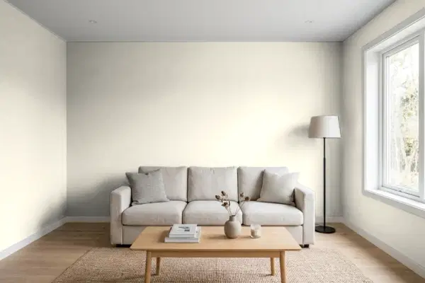 Living room with walls painted PPG Paints Scotch Mist 14-07 (simulated)