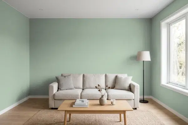 Living room with walls painted Behr Scotland Road 450F-4 (simulated)