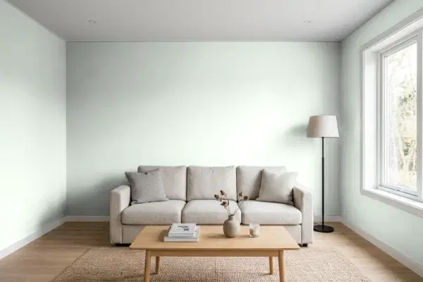 Living room with walls painted PPG Paints Secret Crush 1135-3 (simulated)