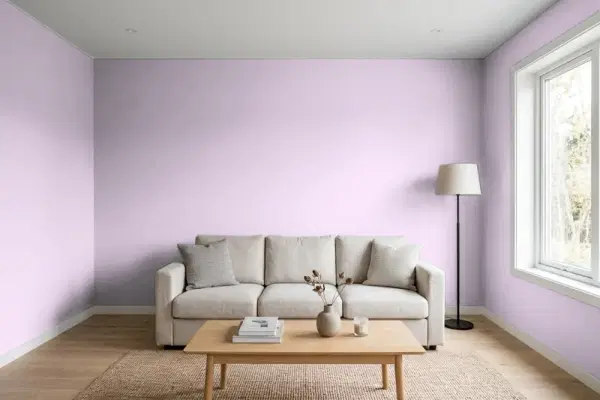 Living room with walls painted Behr Seedless Grape M100-2 (simulated)
