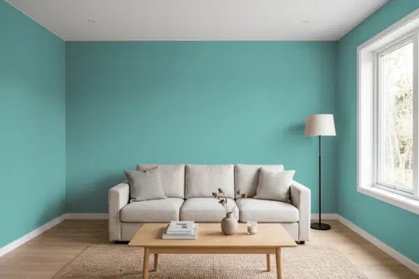 Living room with walls painted Behr Semi-precious MQ6-06 (simulated)
