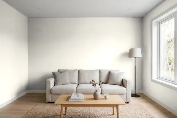 Living room with walls painted Behr Shaded Hammock PPF-11 (simulated)