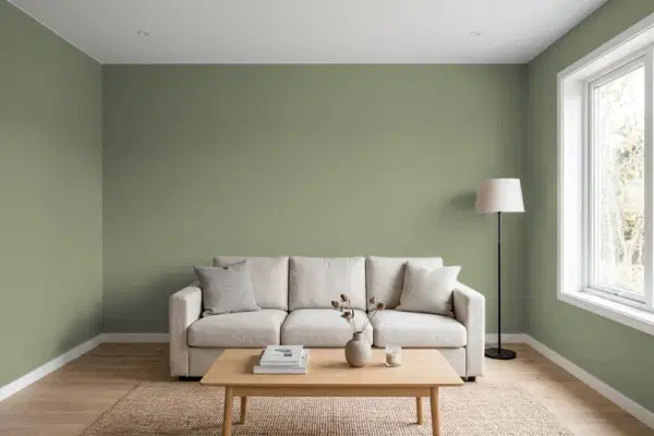Living room with walls painted PPG Paints Shebang 1127-5 (simulated)