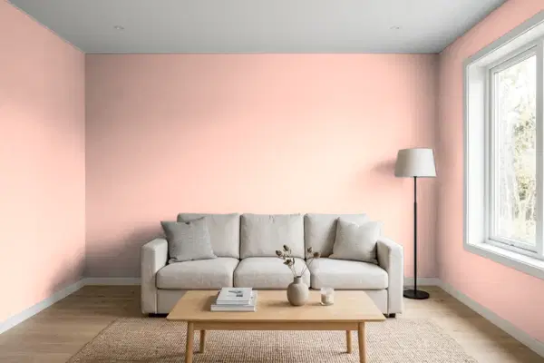 Living room with walls painted Behr Sherbet Fruit P180-2 (simulated)