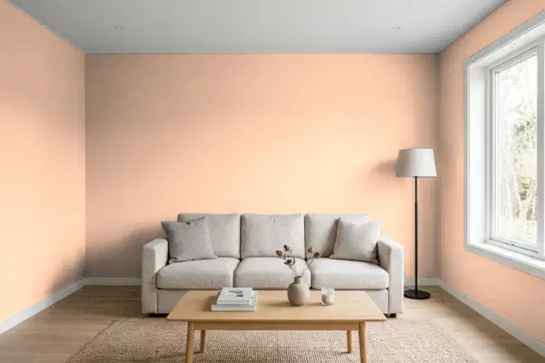 Living room with walls painted PPG Paints Siesta 1200-3 (simulated)