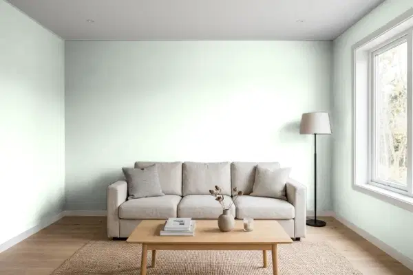 Living room with walls painted Behr Sign Of Spring PPL-25 (simulated)