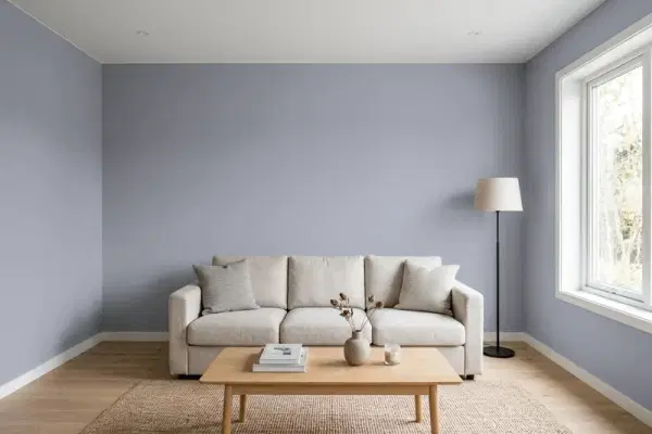 Living room with walls painted Behr Silhouette N540-4 (simulated)