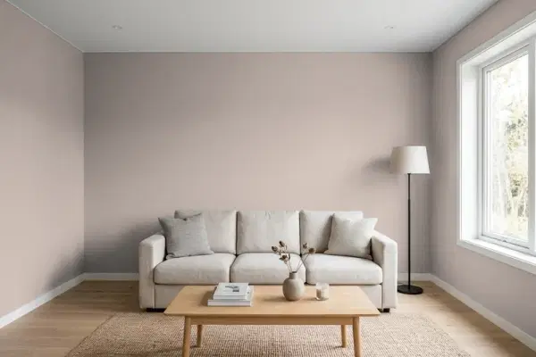 Living room with walls painted Behr Slate Pebble 780B-4 (simulated)