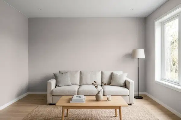 Living room with walls painted PPG Paints Slate Pebble 1005-4 (simulated)