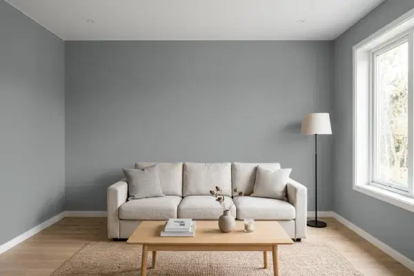 Living room with walls painted Behr Slate Rock N460-5 (simulated)