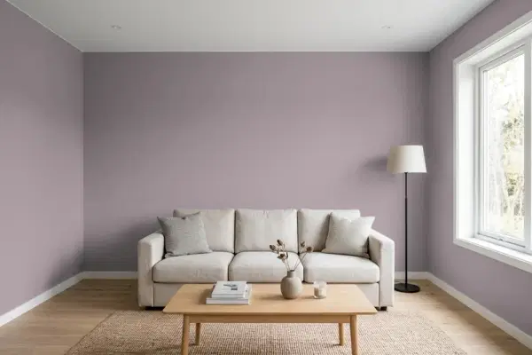 Living room with walls painted Benjamin Moore Sleepy Hollow 1454 (simulated)