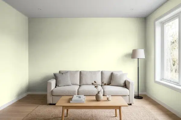 Living room with walls painted PPG Paints Slow Dance 1115-3 (simulated)