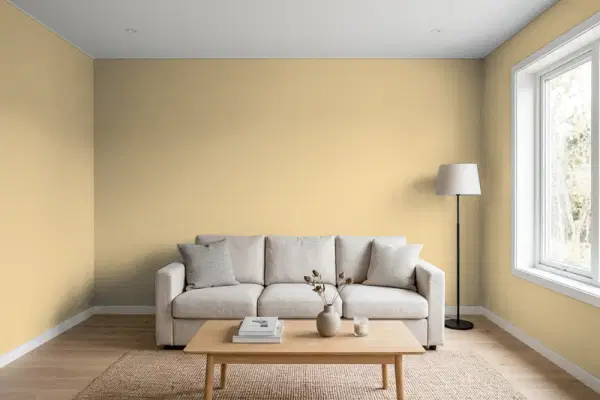 Living room with walls painted PPG Paints Somber 1093-4 (simulated)