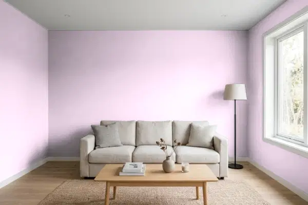 Living room with walls painted PPG Paints Sonora Rose 1251-3 (simulated)