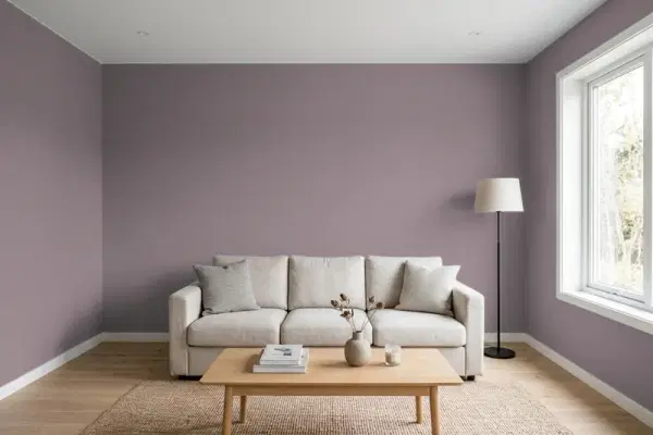 Living room with walls painted Sherwin-Williams Soulmate SW 6270 (simulated)