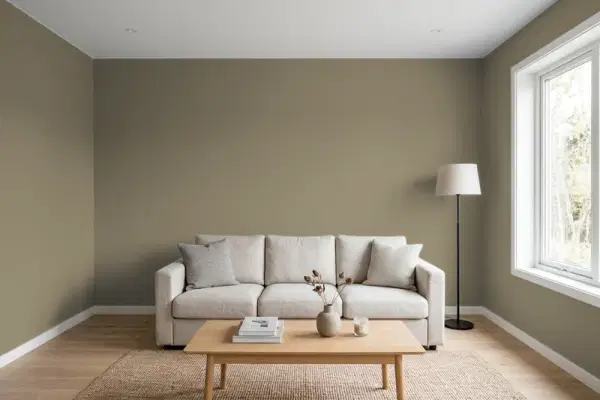 Living room with walls painted Behr Spanish Galleon 760D-6 (simulated)