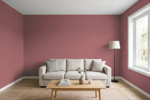 Living room with walls painted Behr Spiced Potpourri S130-6 (simulated)