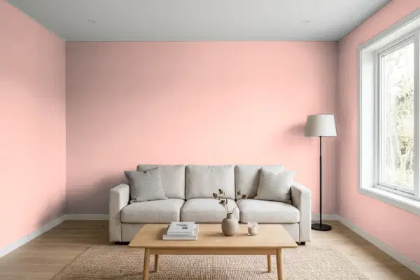 Living room with walls painted Valspar Spring Linen 2002-6C (simulated)