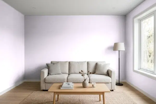 Living room with walls painted Valspar Spring Parade 1001-4C (simulated)