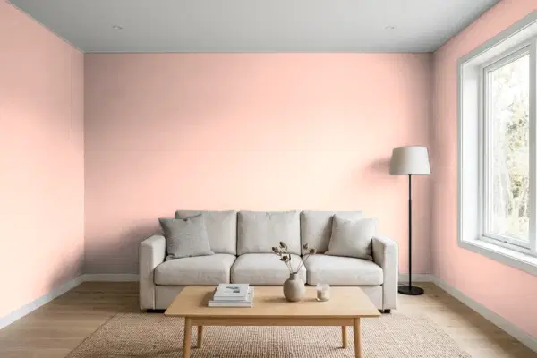 Living room with walls painted Behr Spring Song 200C-3 (simulated)