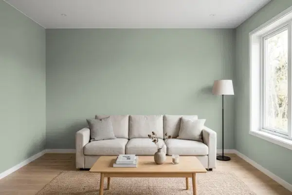 Living room with walls painted Valspar Spring Spirits 5003-1C (simulated)