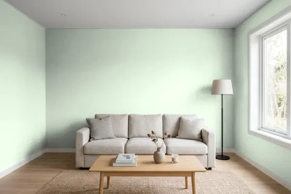Living room with walls painted PPG Paints St. Augustine 1130-3 (simulated)