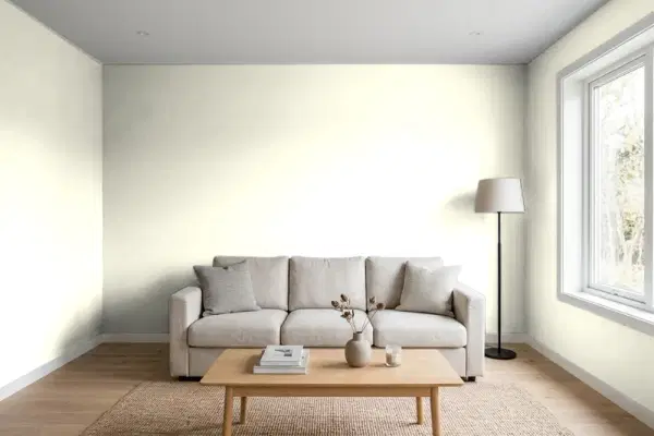 Living room with walls painted Behr Star Shine W-B-410 (simulated)